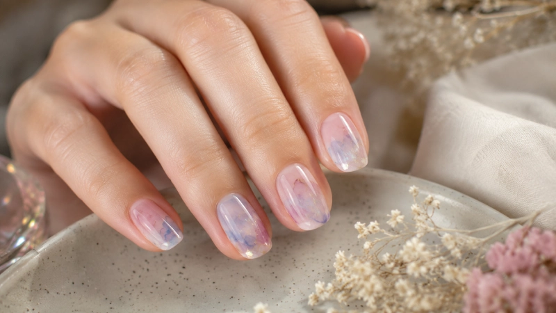 watercolor nails and soft glam: why dreamy beauty is trending Watercolor nails